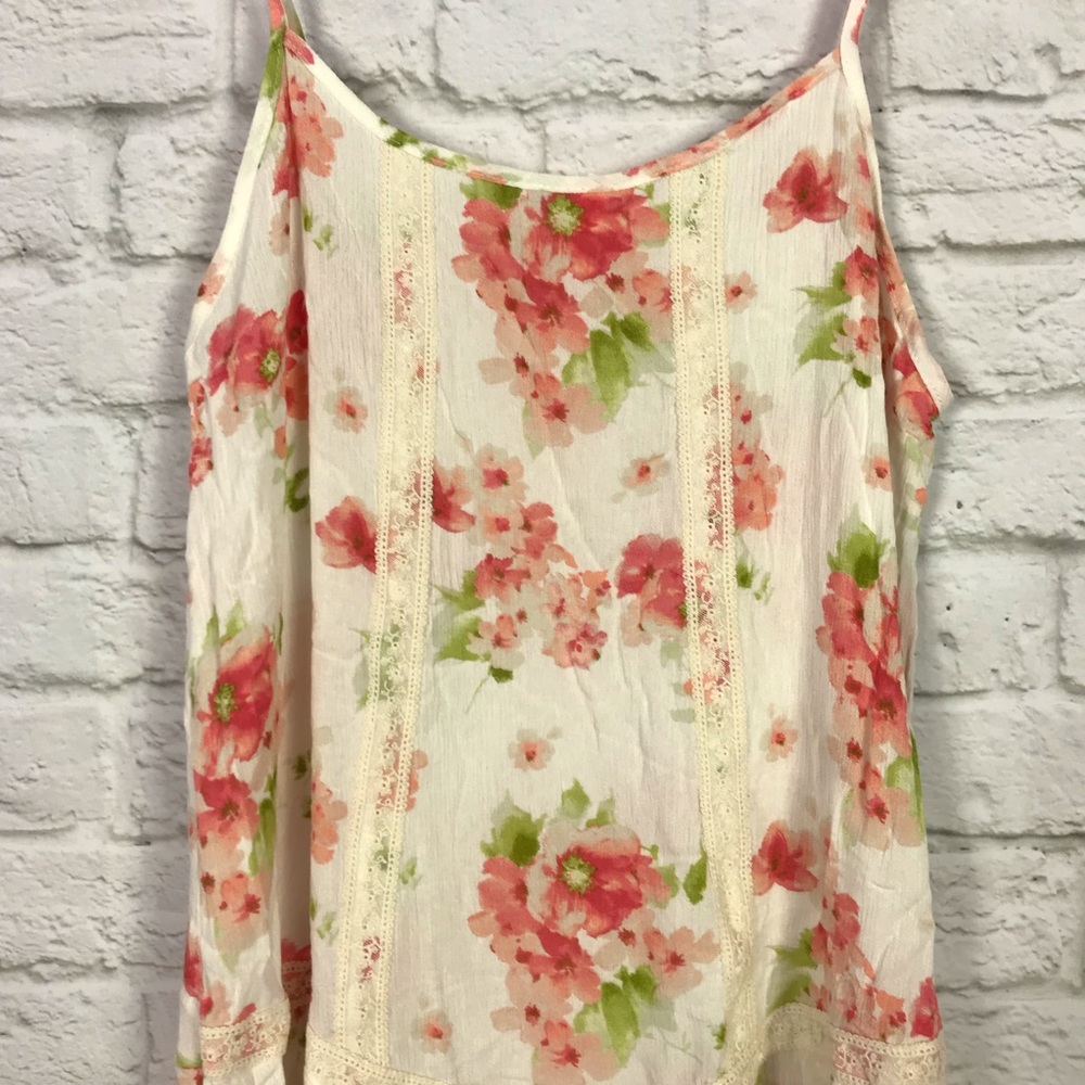 Orange Creek Floral Crochet Lace LongLine TankTop - Picture 3 of 6
